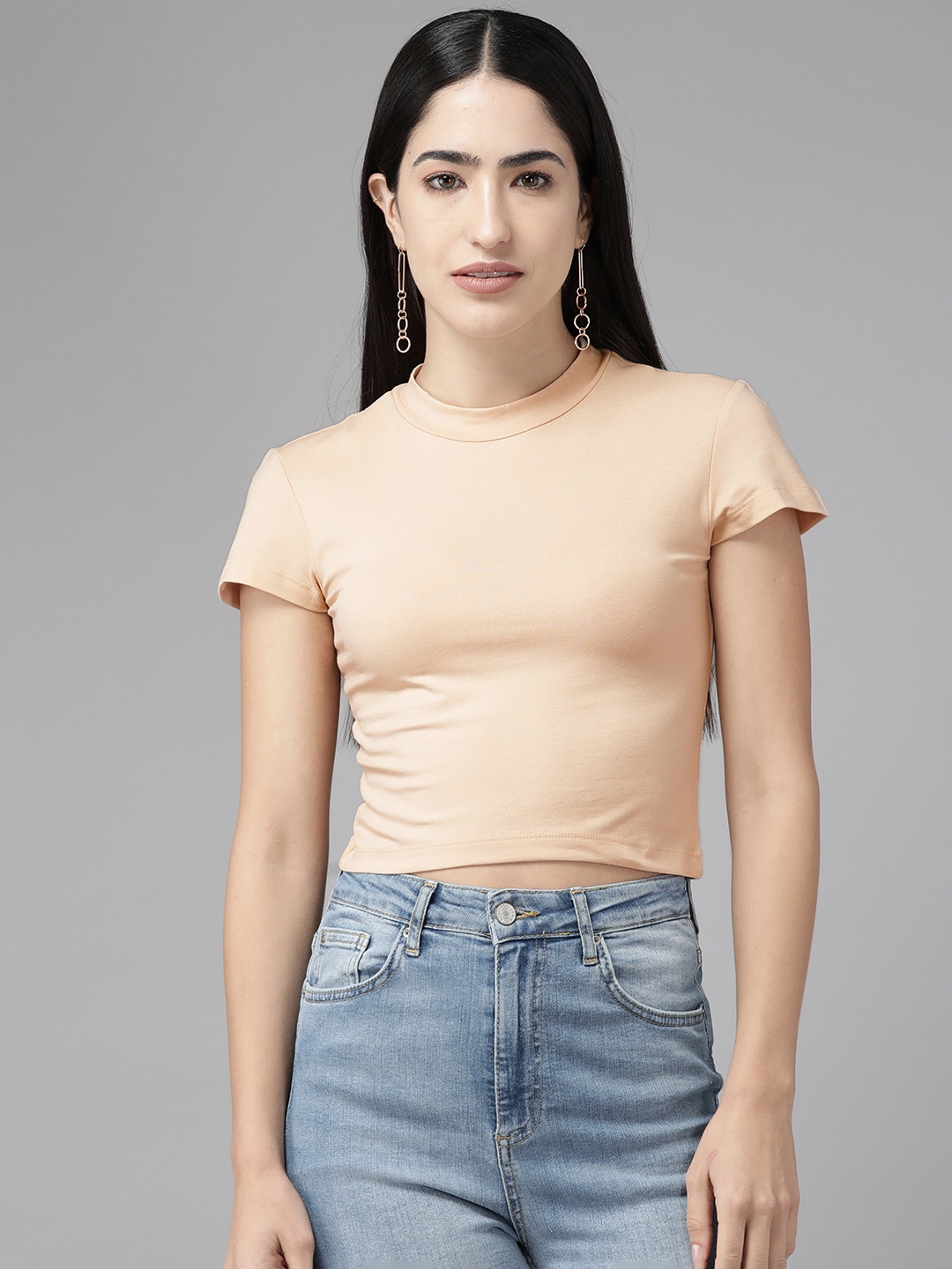 

Cayman Solid Cotton Crop Top, Peach