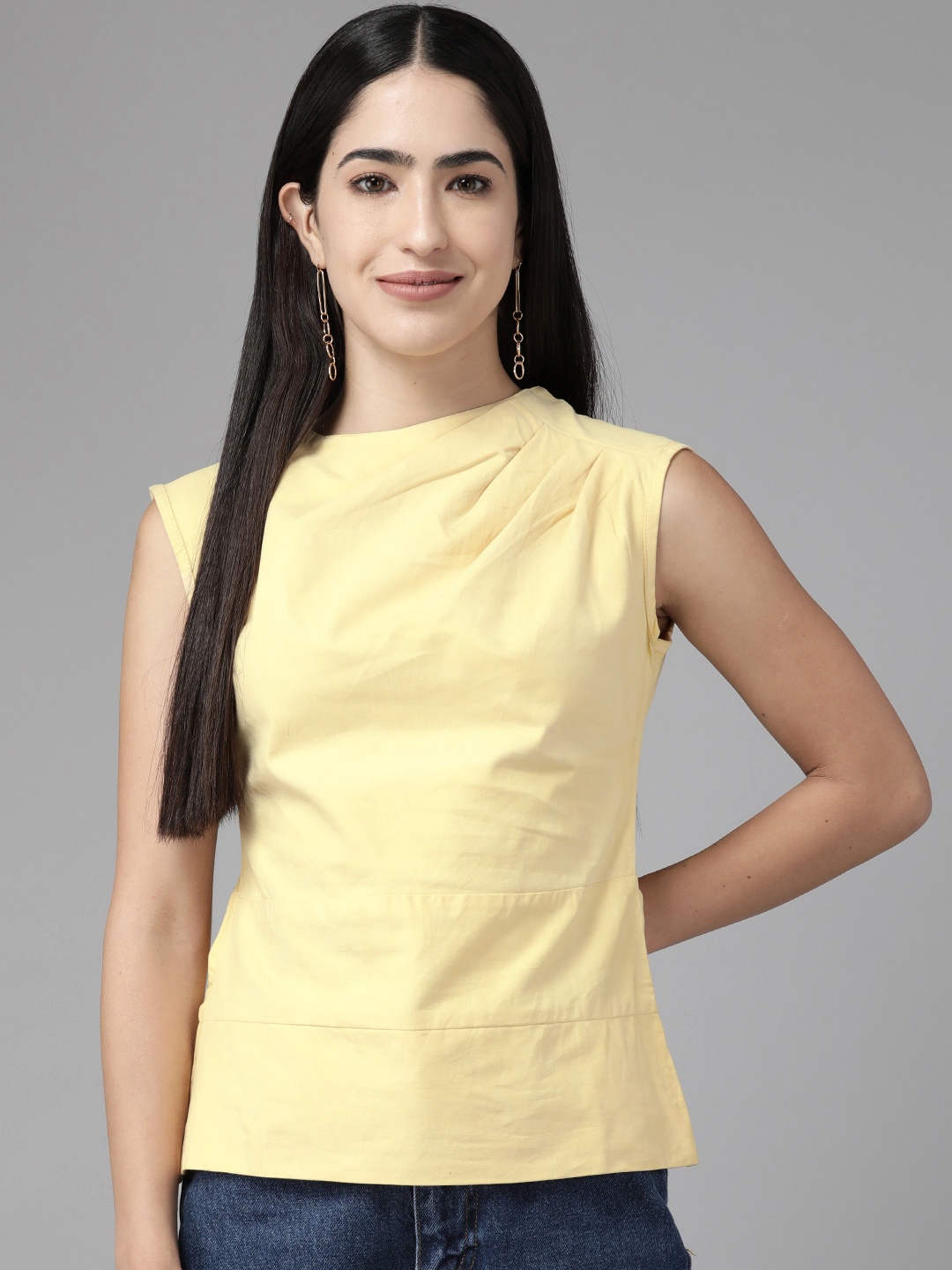 

Cayman Solid Cotton Top, Yellow