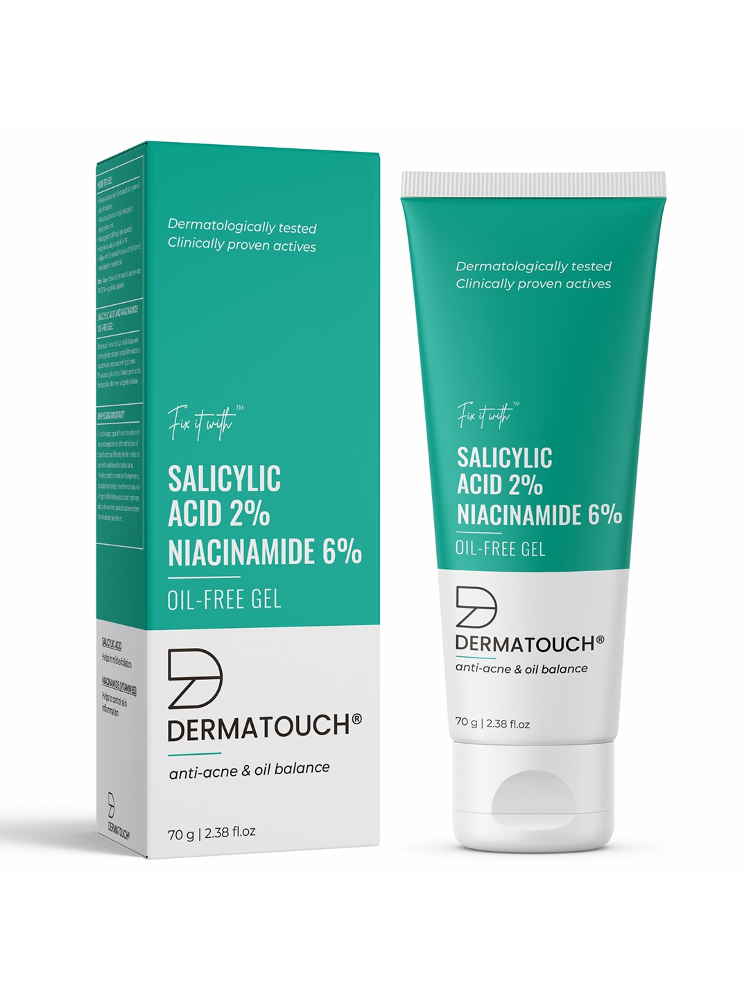 

Dermatouch Salicylic Acid 2% Niacinamide 6% Anti-Acne Oil-Free Gel - 70 gm, Transparent