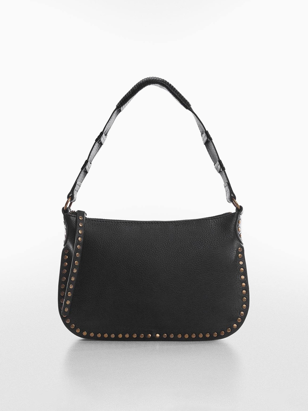 

MANGO Women Leather Sustainable Structured Shoulder Bag, Black