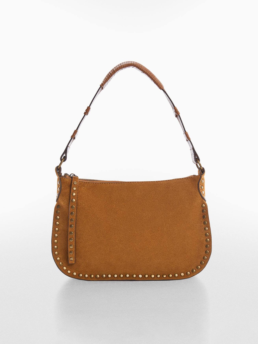

MANGO Suede Structured Baguette Bag, Brown