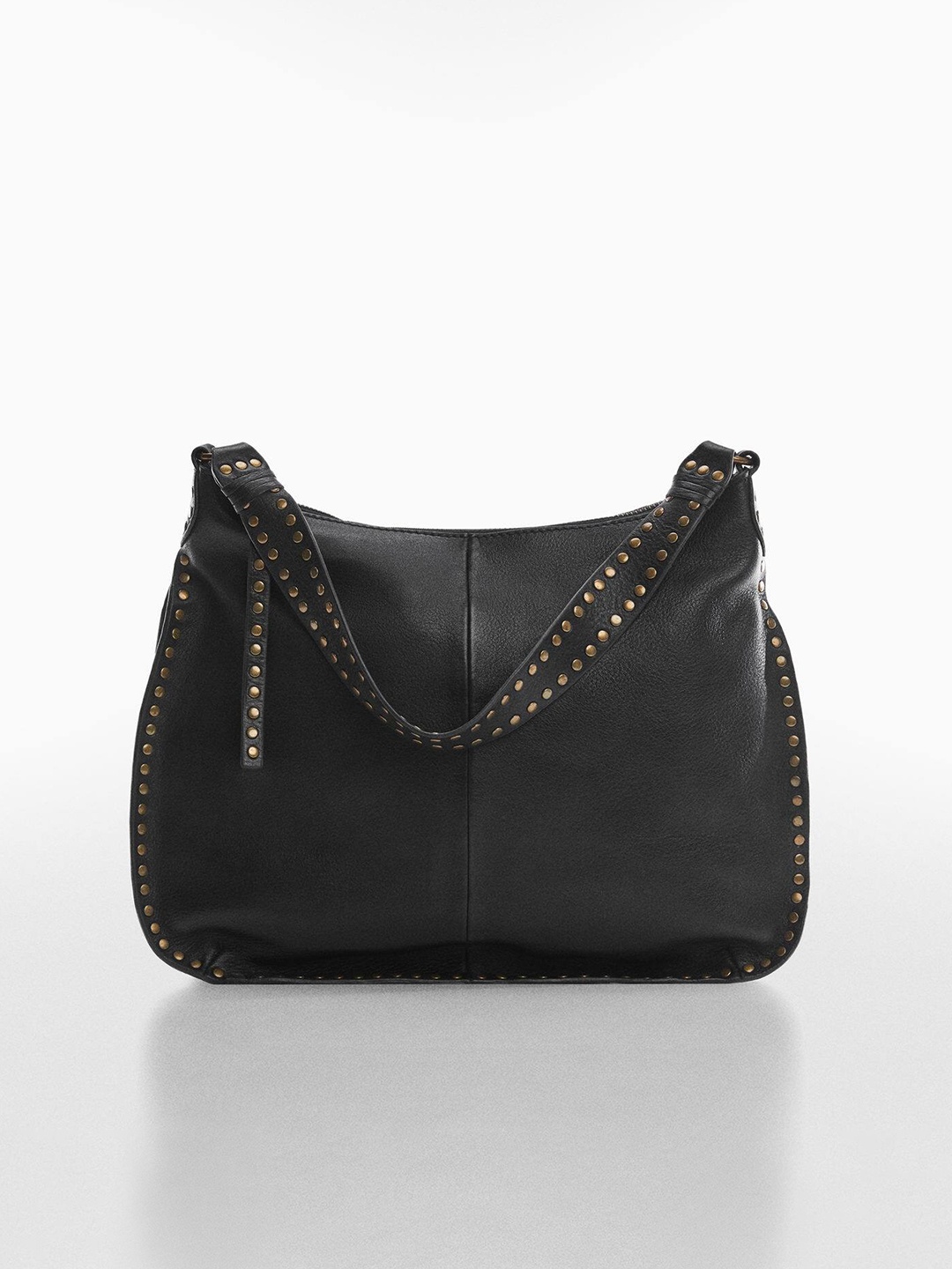 

MANGO Women Leather Sustainable Structured Shoulder Bag, Black