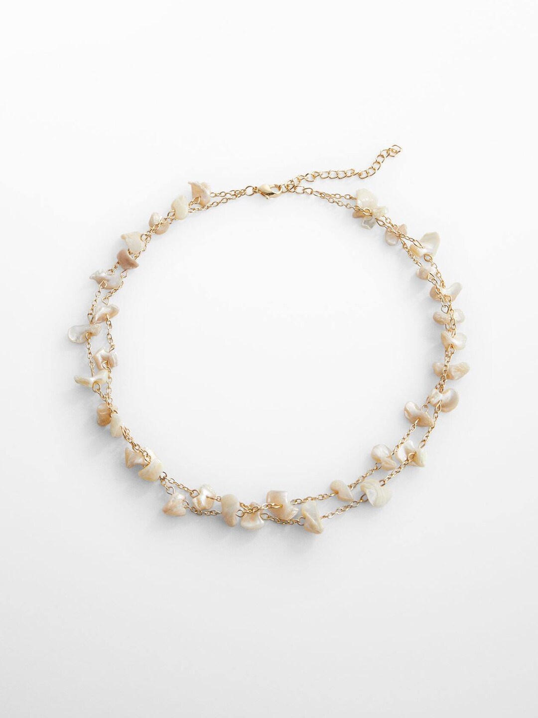 

MANGO Women Beads Studded Layered Necklace, Gold