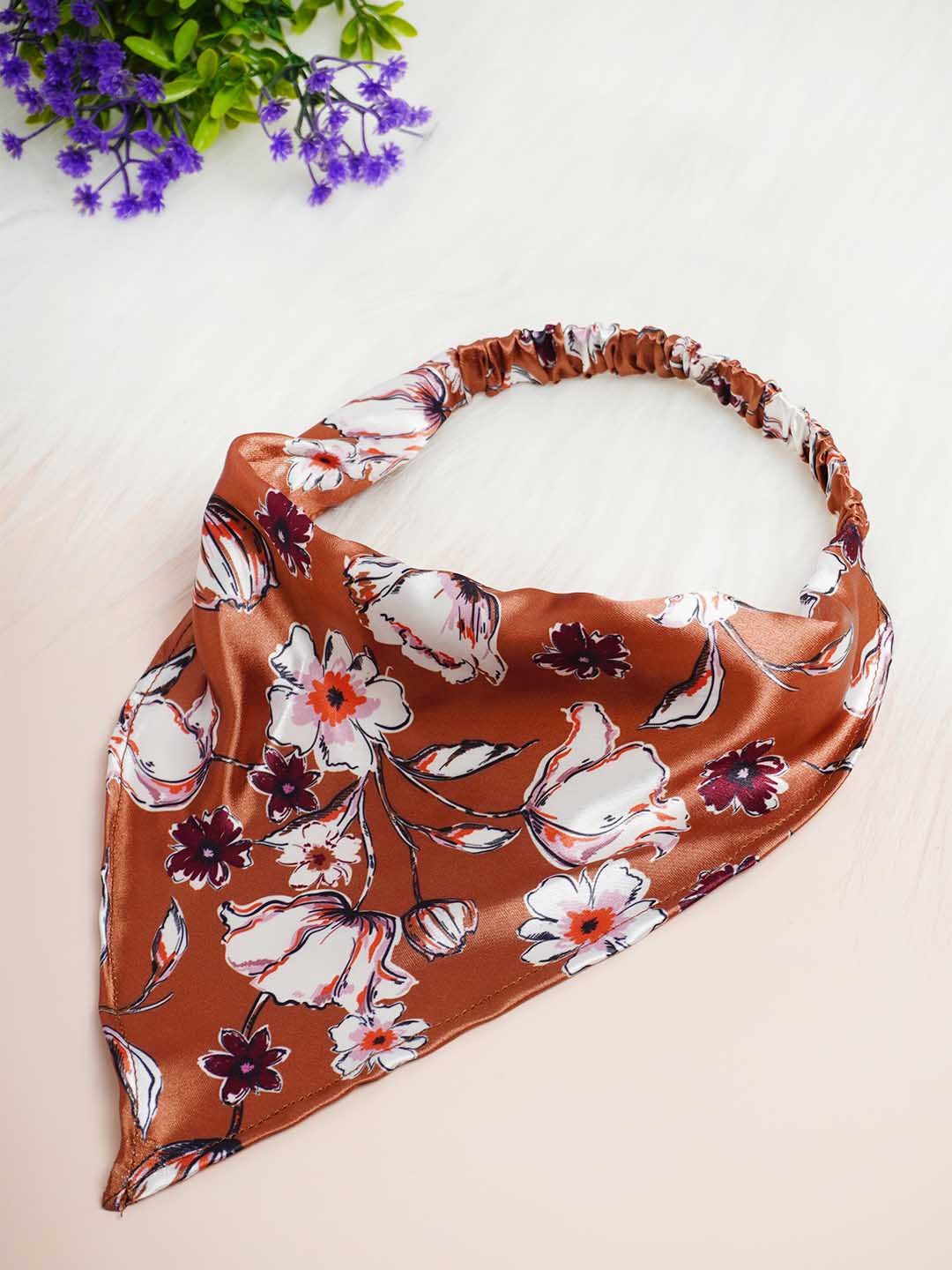 

Ferosh Women Floral Printed Hairband, Brown