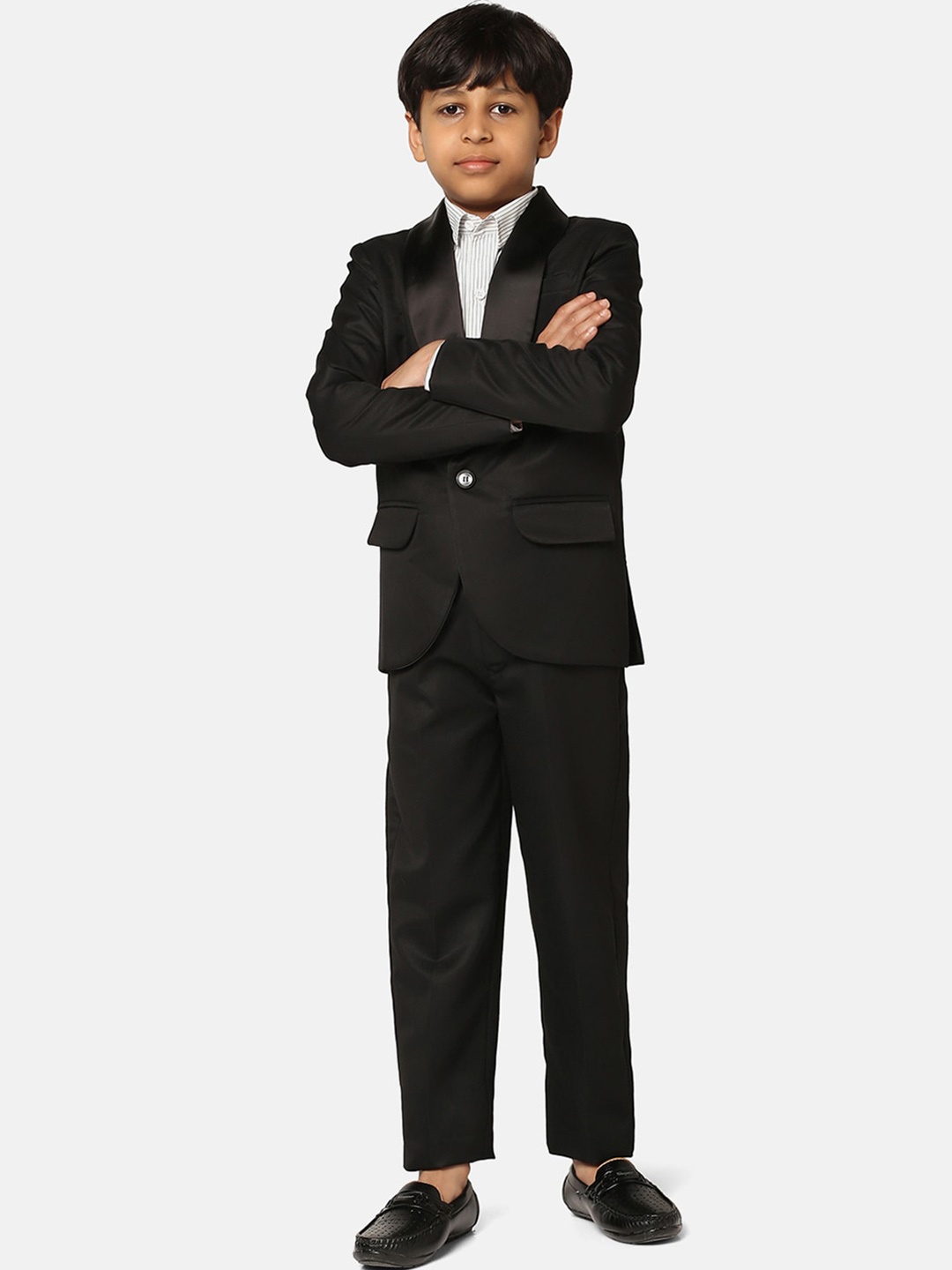 

TAHVO Boys Slim Fit Shawl Collar Tuxedo 2 Piece Suits, Black
