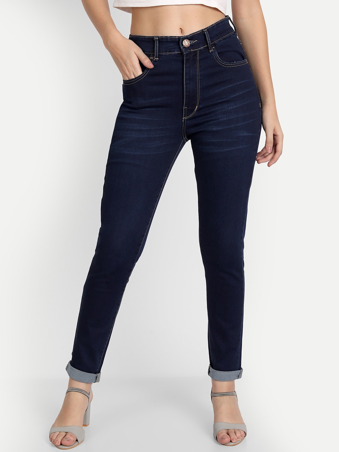 

AngelFab Women Jean Skinny Fit High-Rise Stretchable Cotton Jeans, Blue