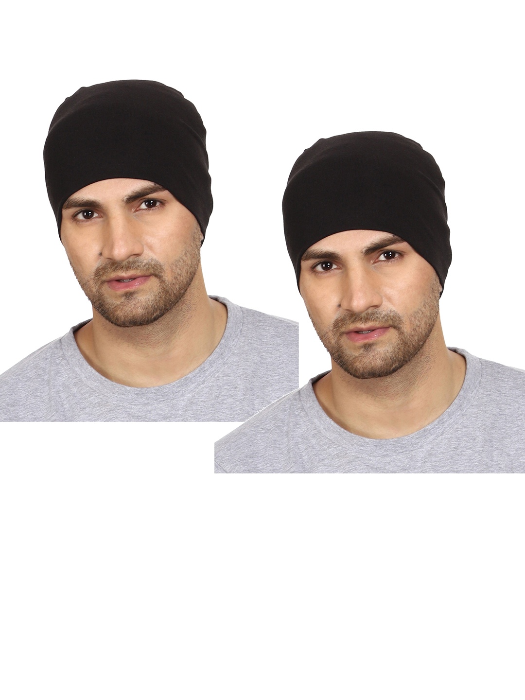 

Gajraj Pack of 2 Cotton Beanie, Black