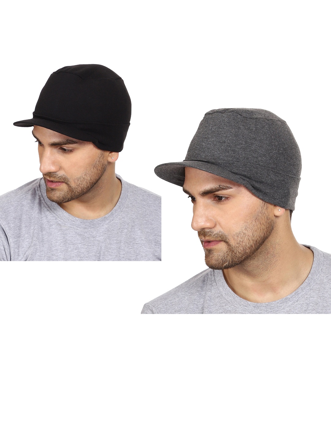 

Gajraj Pack of 2 Cotton Visor Caps, Grey