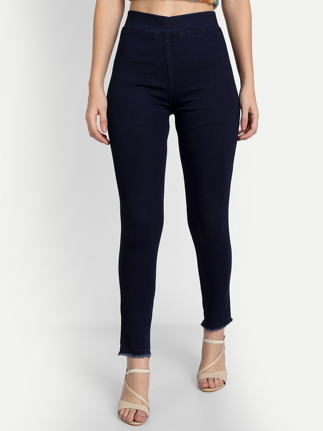 

AngelFab Women Cotton Denim Jeggings, Blue