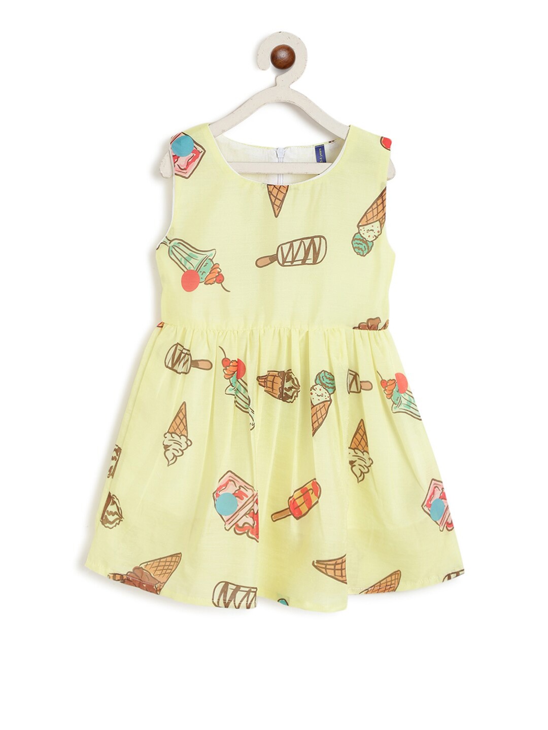 

Kids On Board Girls Conversational Print Pure Cotton Fit & Flare Dress, Yellow