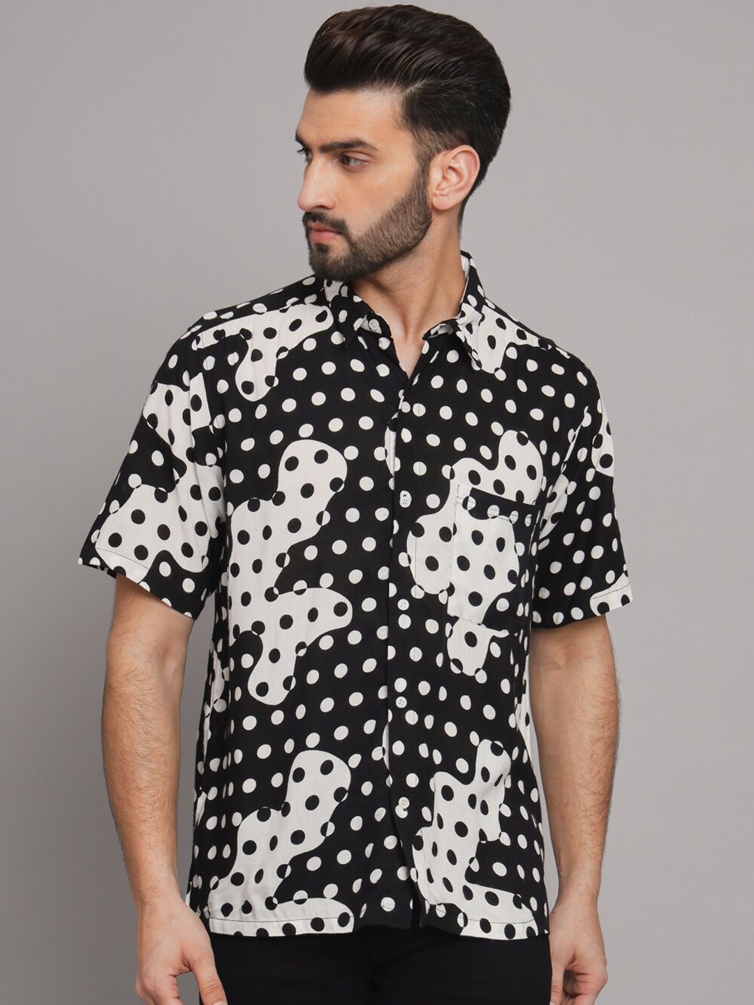 

The Dry State Polka Dots Printed Casual Shirt, Black