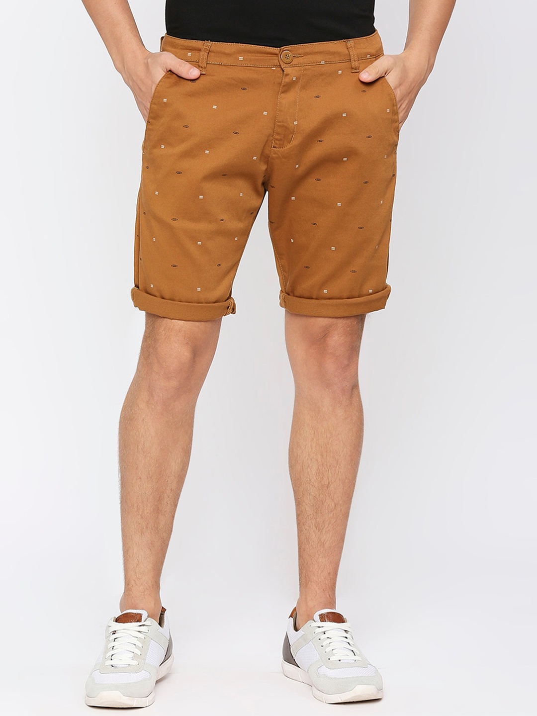 

beevee Men Camel Printed Outdoor Shorts, Camel brown