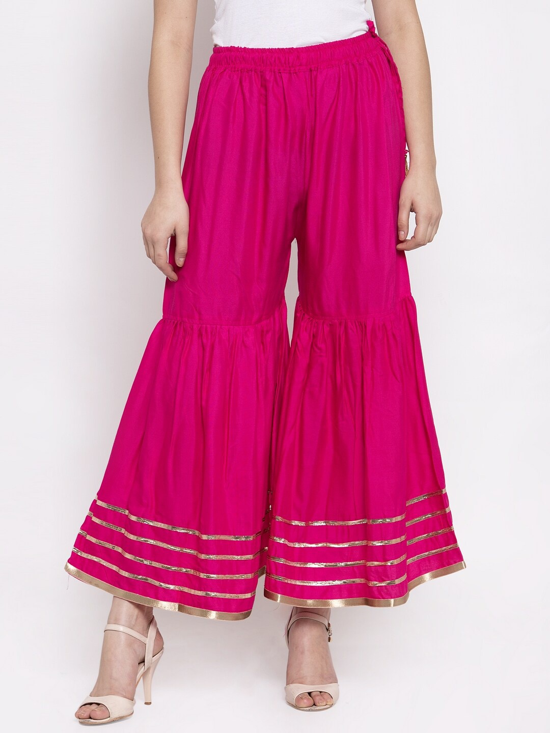 

TAG 7 Women Flared Ethnic Palazzos, Pink