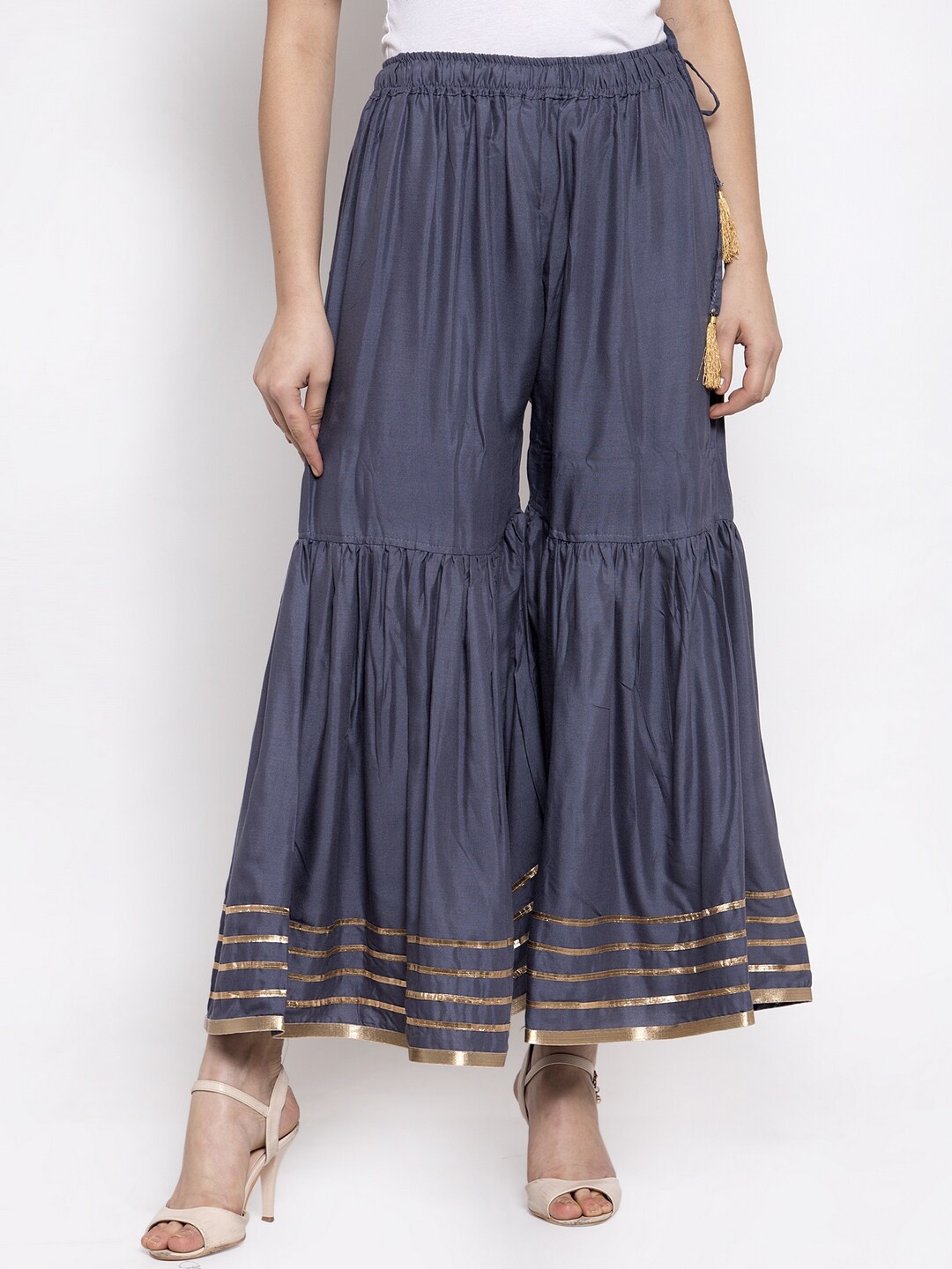 

TAG 7 Women Flared Ethnic Palazzos, Grey