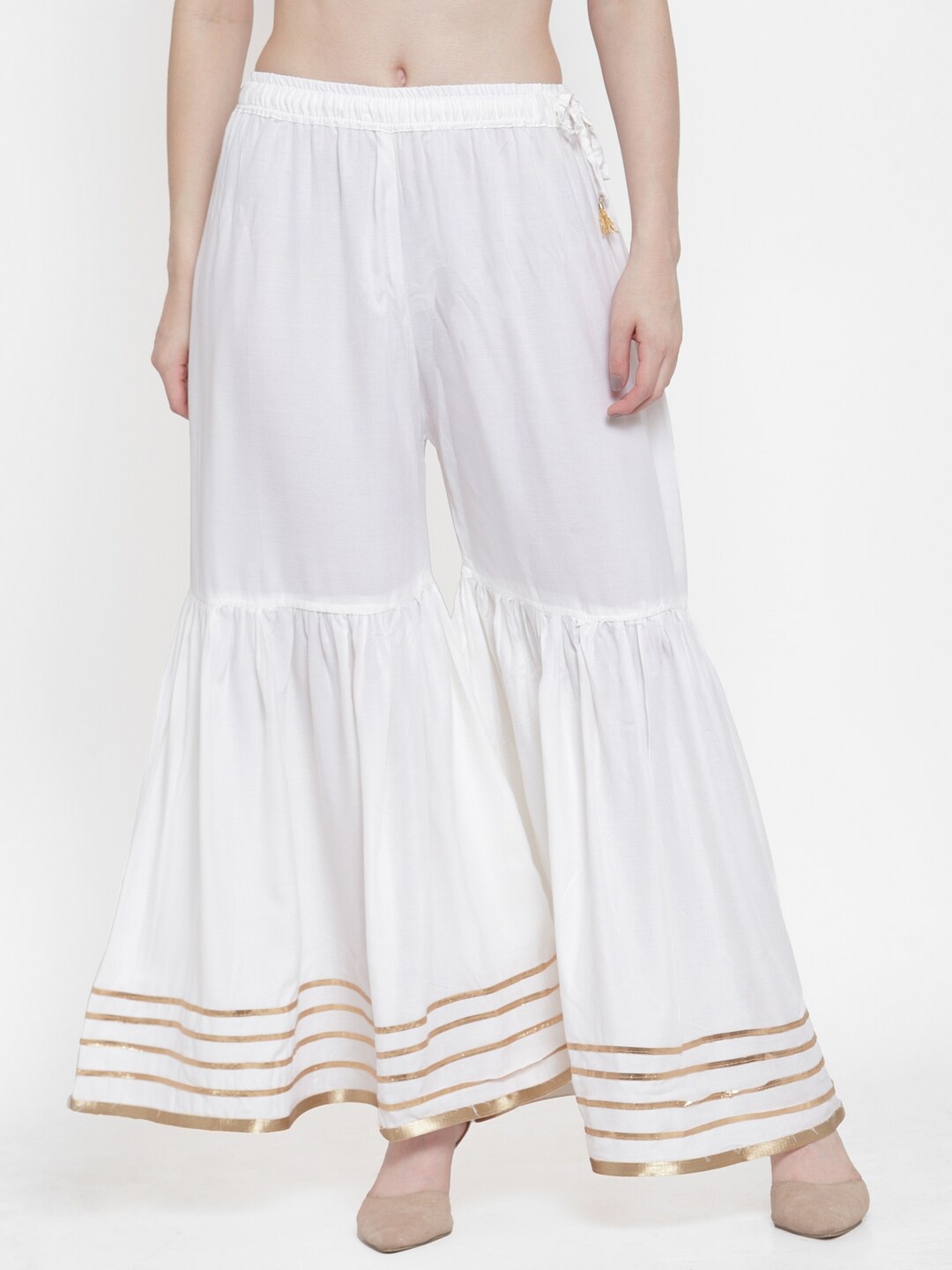 

TAG 7 Women Ethnic Woven Flared Sharara, White