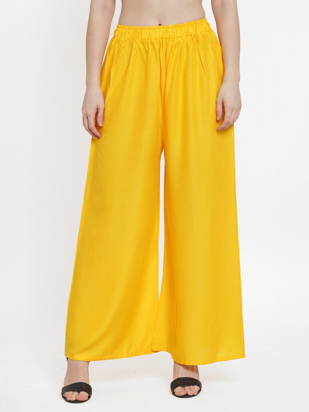 

TAG 7 Women Flared Ethnic Palazzos, Yellow