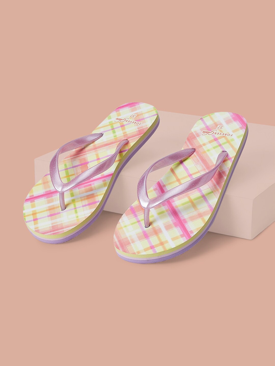 

Forever Glam by Pantaloons Women Printed Thong Flip-Flops, Pink