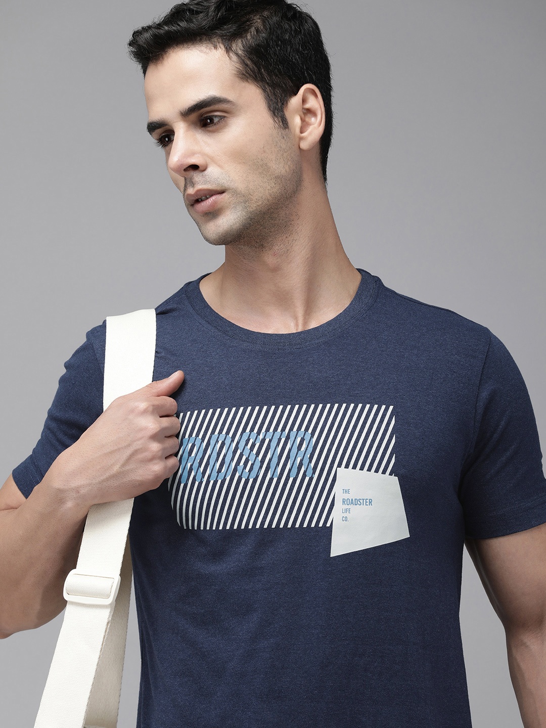 

Roadster Printed Cotton T-shirt, Blue