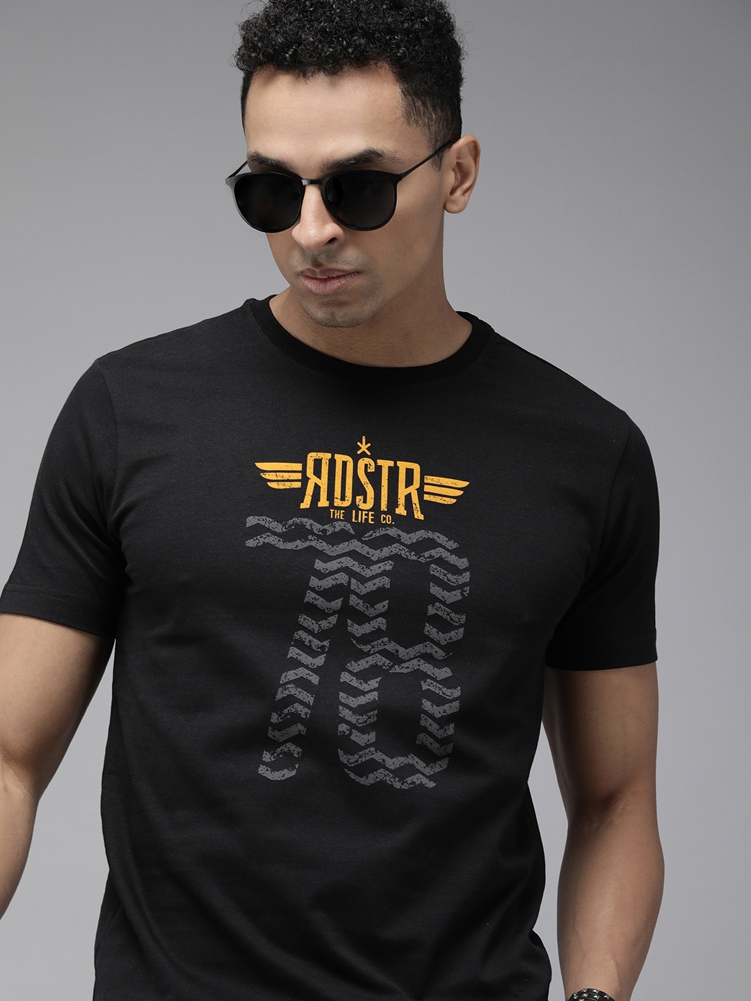 

Roadster Printed Cotton T-shirt, Black