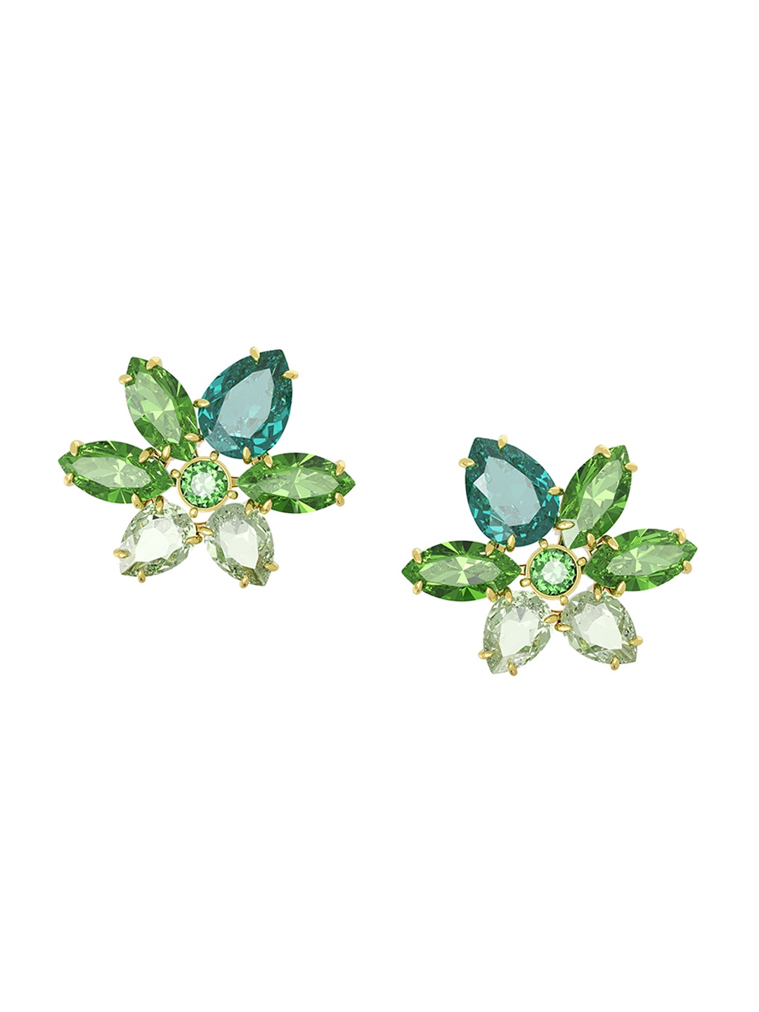 

SWAROVSKI Gold-Plated GEMA PE STUDS GRE GOS Earrings, Green