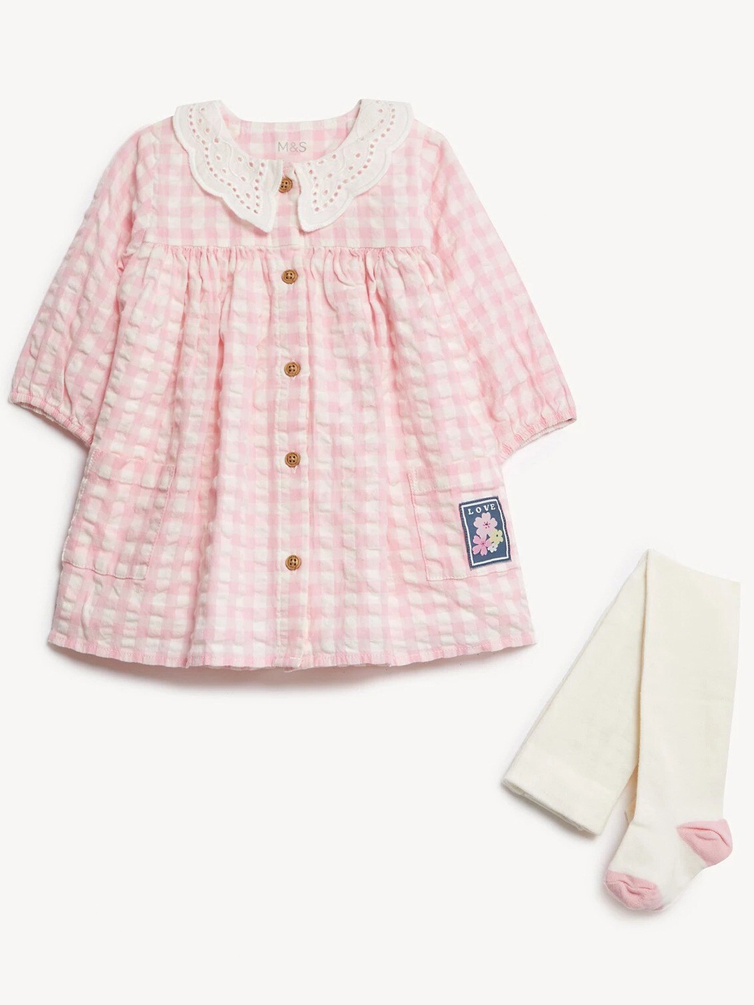 

Marks & Spencer Girls Checked A-Line Dress, Pink