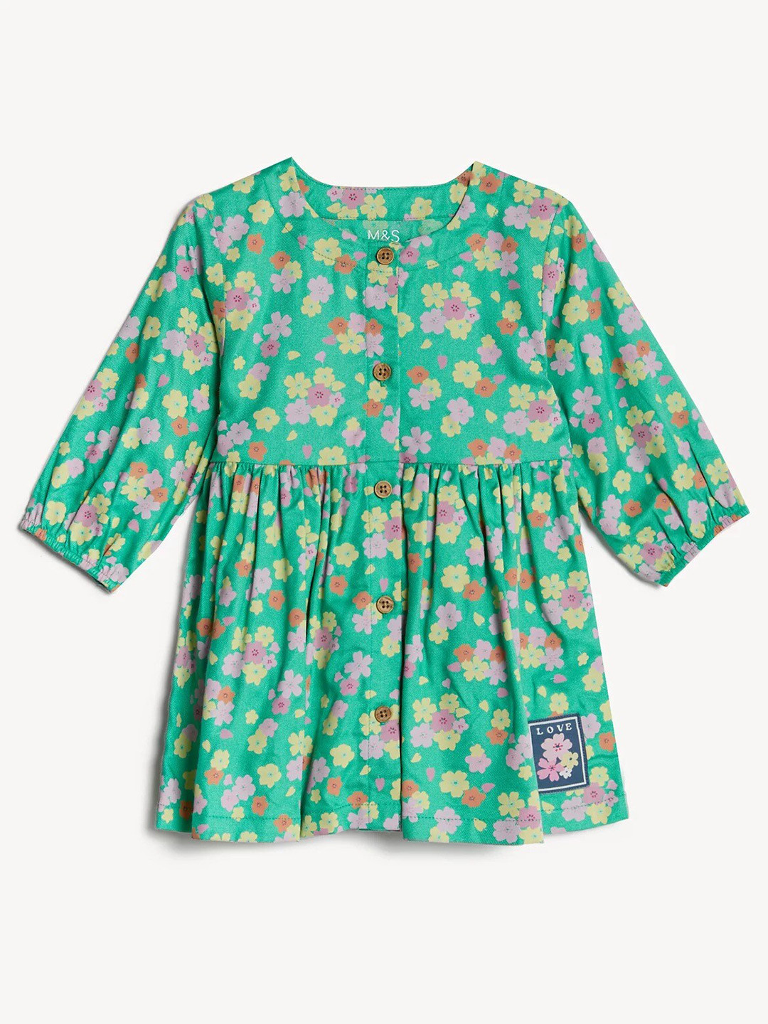 

Marks & Spencer Girls Floral Print A-Line Dress, Green