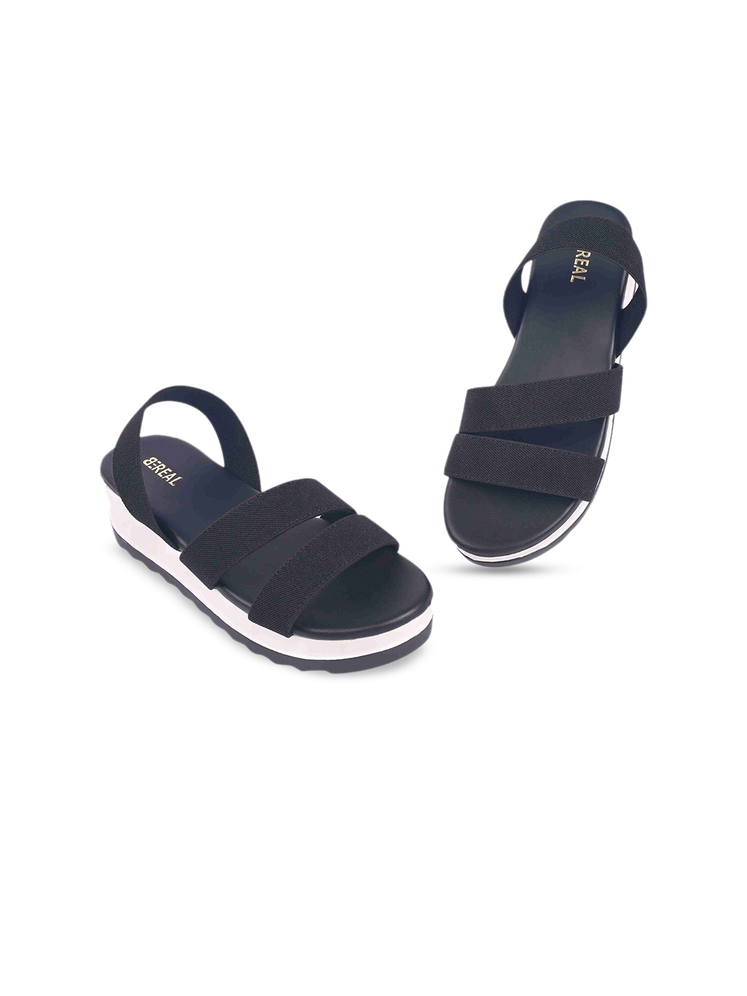 

BEREAL Open Toe Wedge Heels, Black