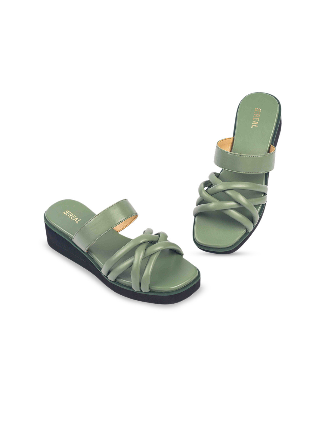 

BEREAL Peep Toes Wedge Heels, Green