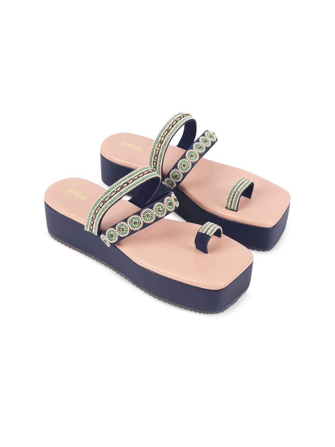 

BEREAL Peep Toes Flatform Heels, Pink