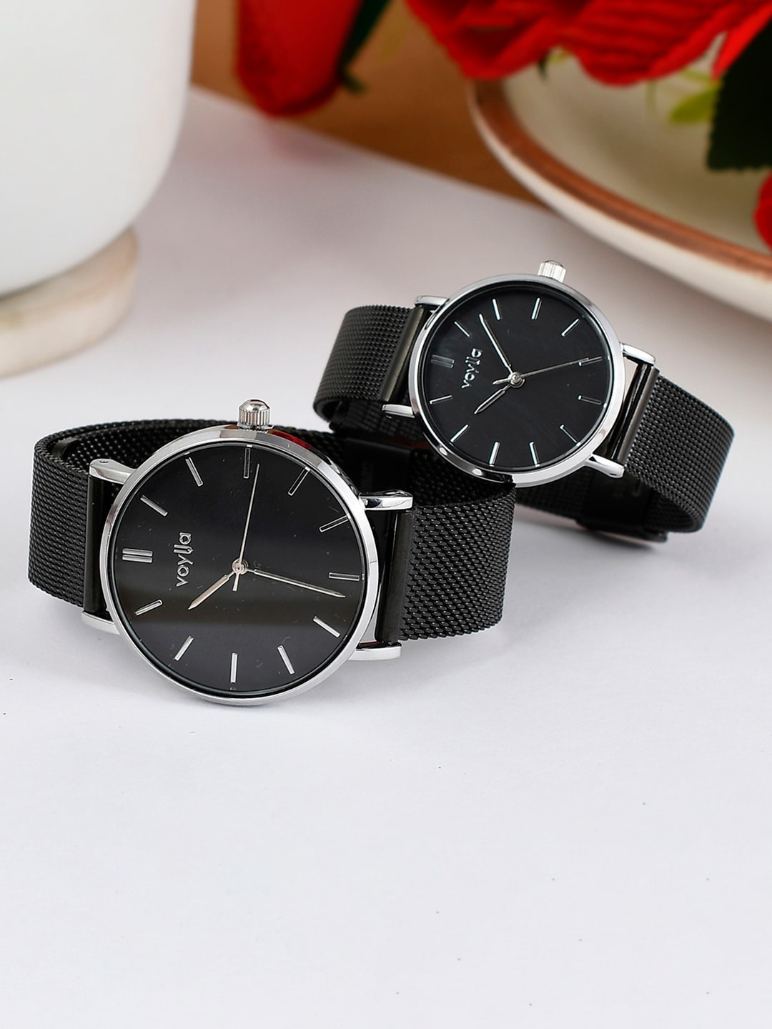 

Voylla Leather Bracelet Style Straps Analogue Couple Watch 8905124490343, Silver