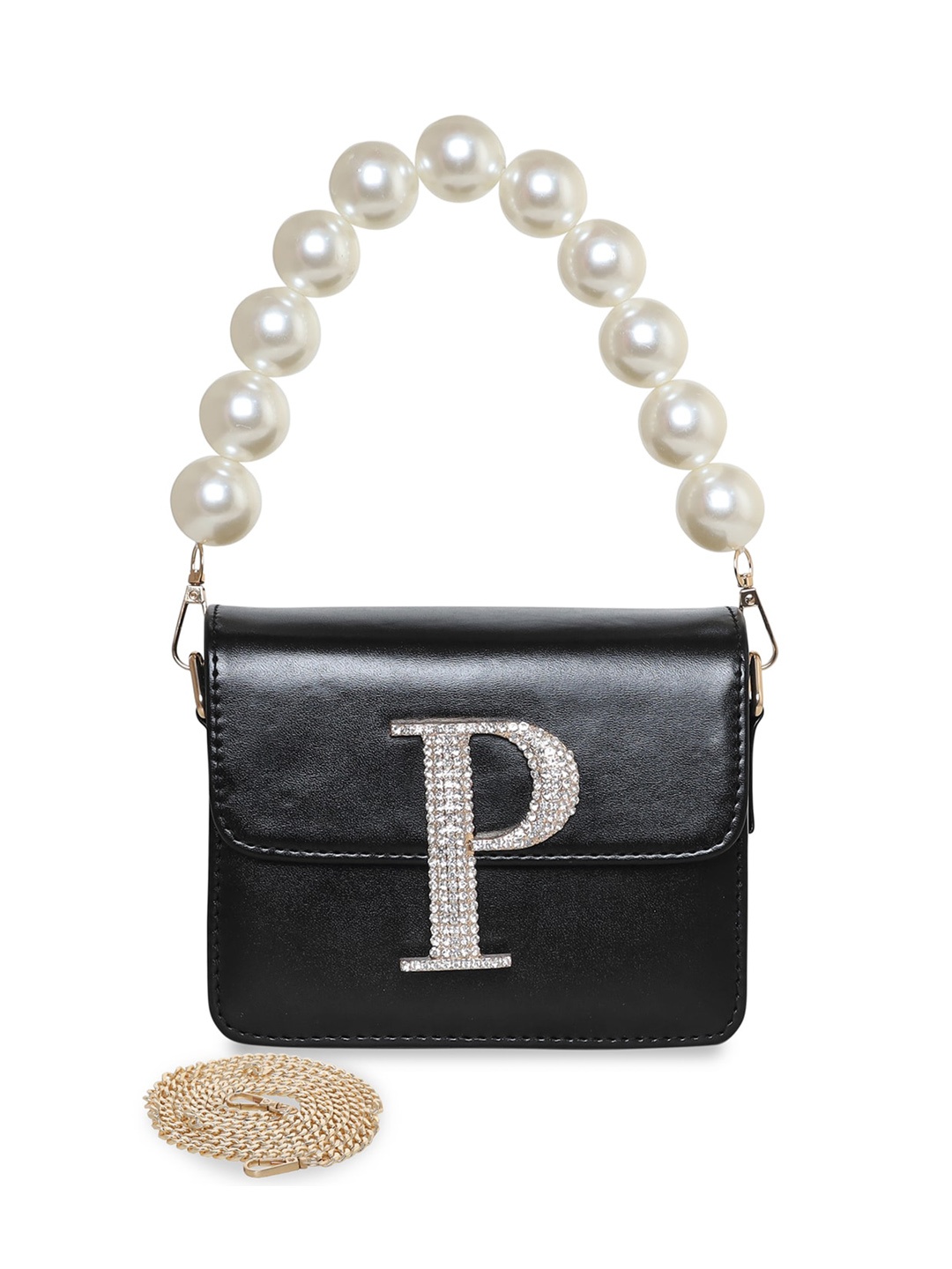 

ESBEDA Embellished PU Structured Sling Bag, Black