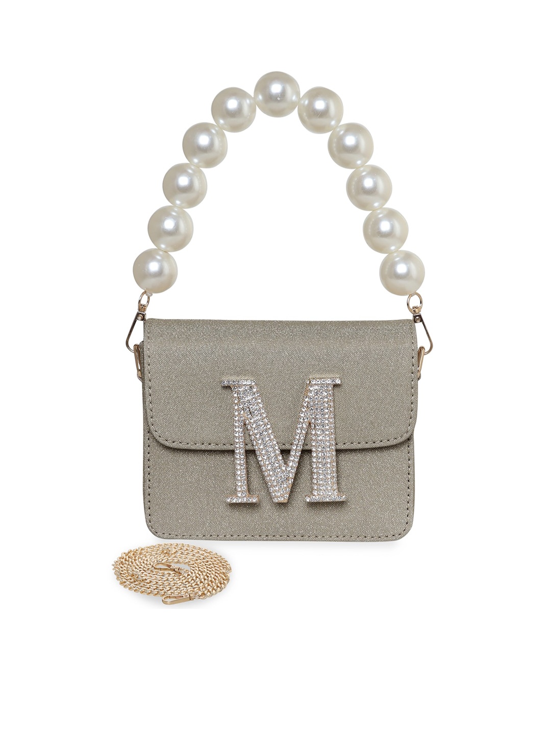 

ESBEDA Embellished PU Structured Sling Bag, Metallic