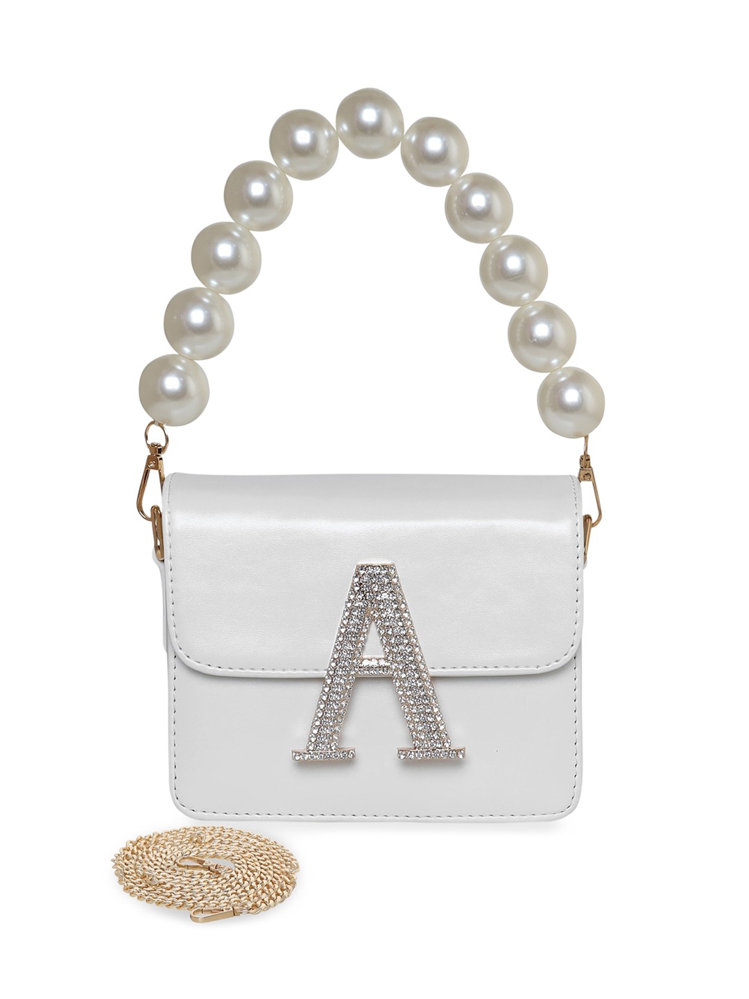 

ESBEDA Hotty Glitter Shine Embellished Structured Sling Bag, White