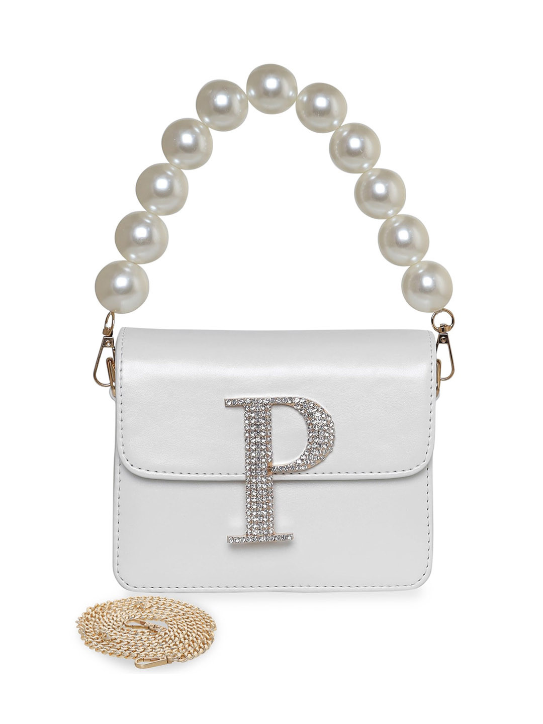 

ESBEDA Hotty Glitter Shine Embellished Structured Sling Bag, White
