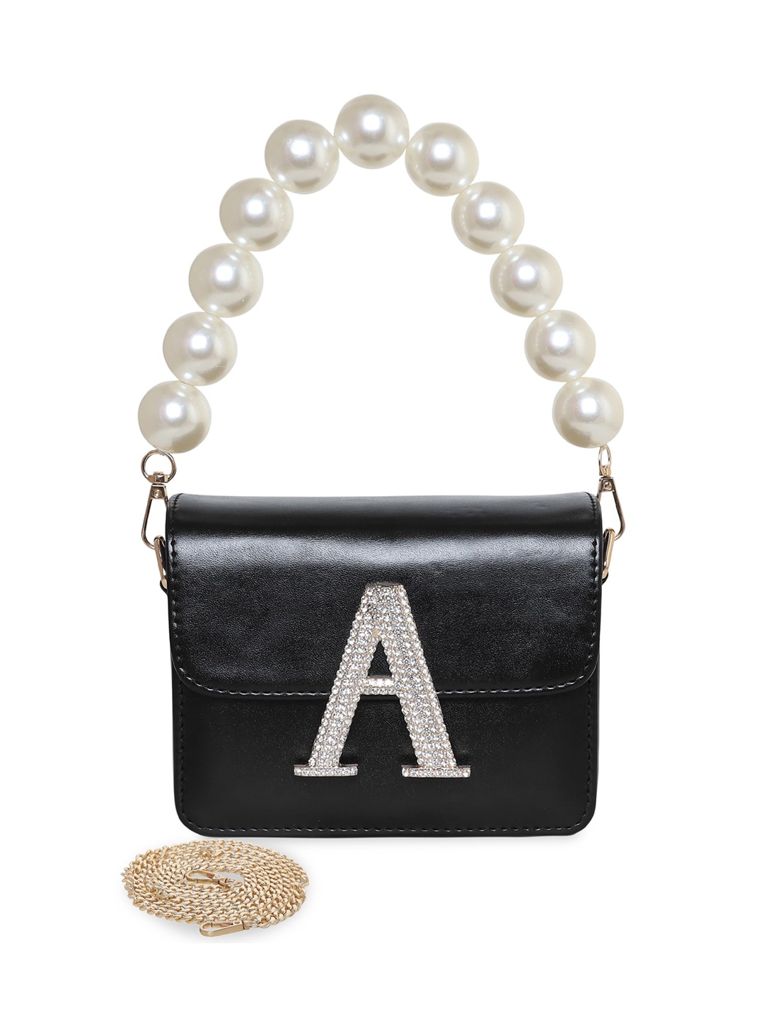 

ESBEDA Embellished PU Structured Sling Bag, Black