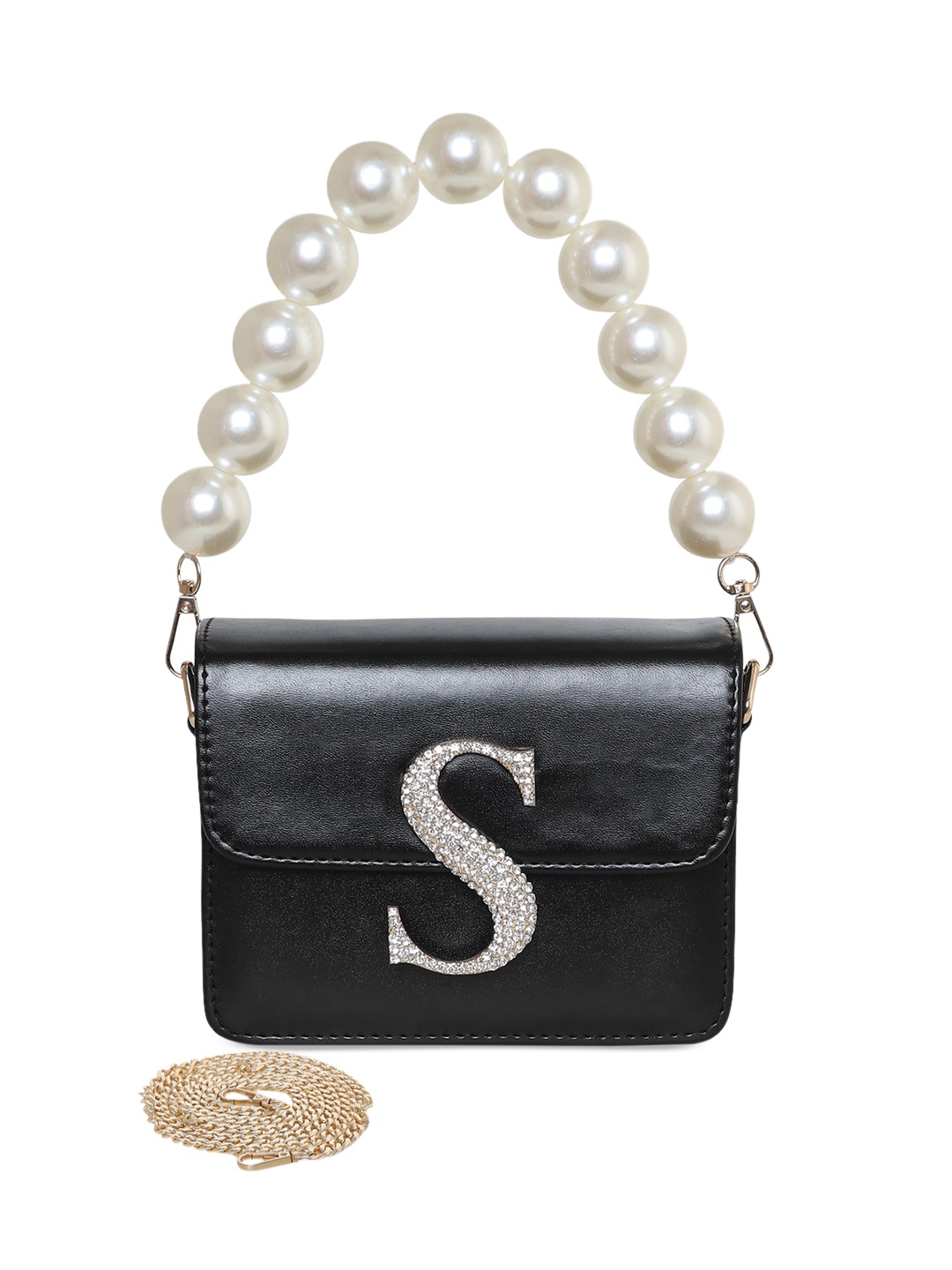

ESBEDA Women PU Structured Embellished Sling Bag, Black