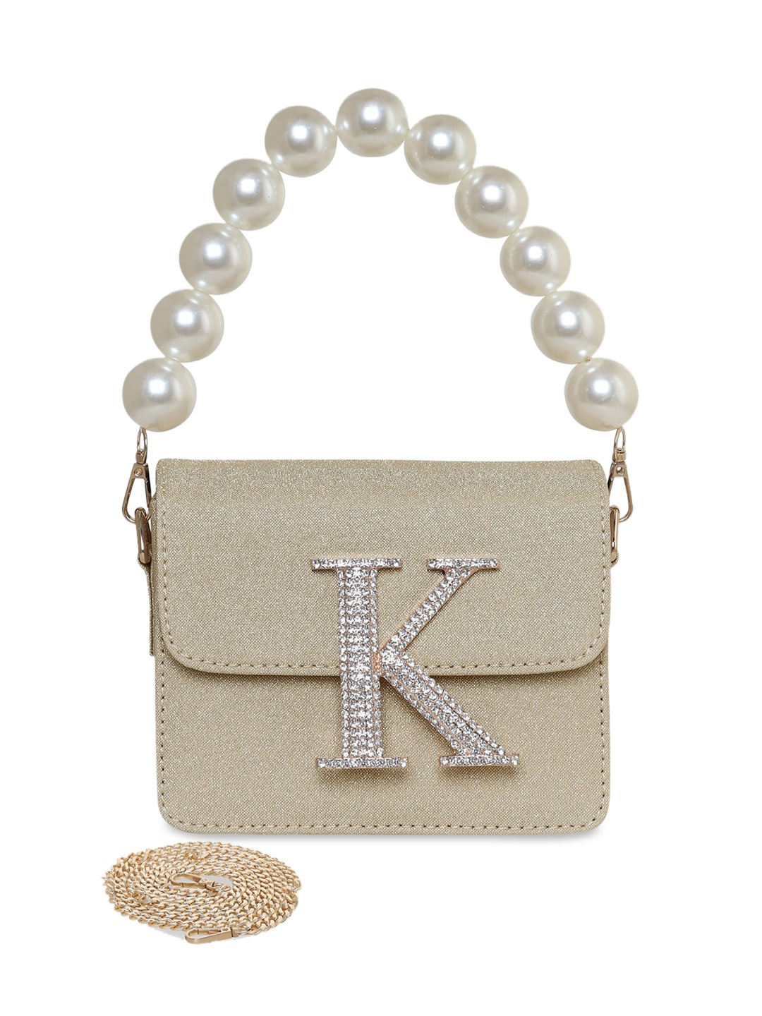 

ESBEDA Glitter Shine PU Structured Handheld Bag, Gold