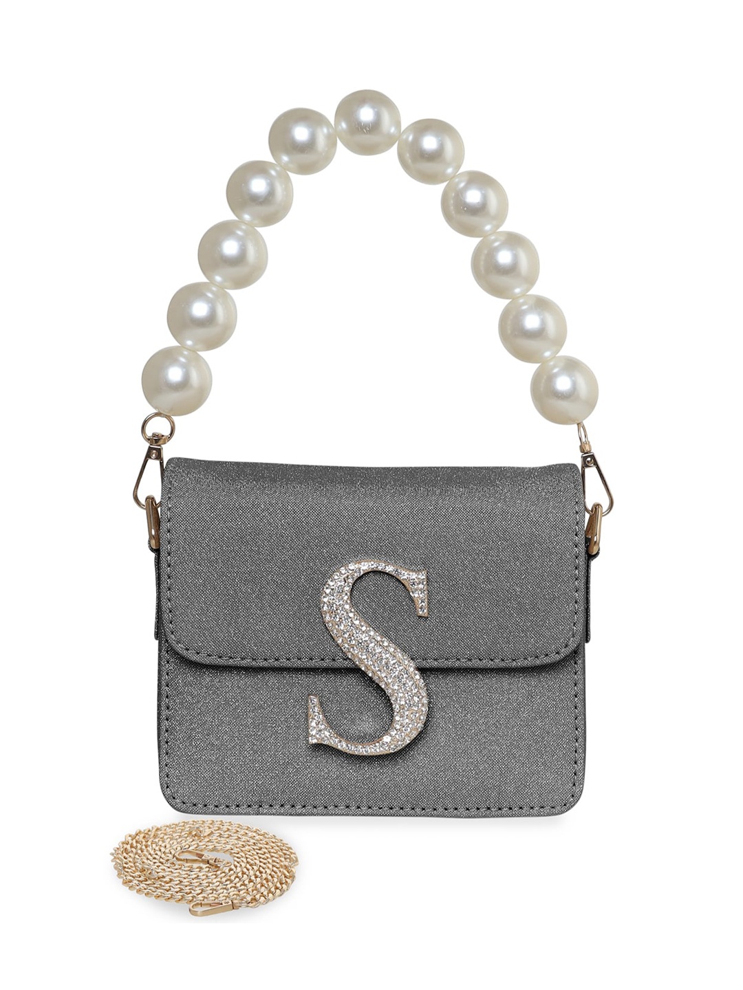 

ESBEDA Hotty Glitter Shine Embellished Structured Sling Bag, Metallic