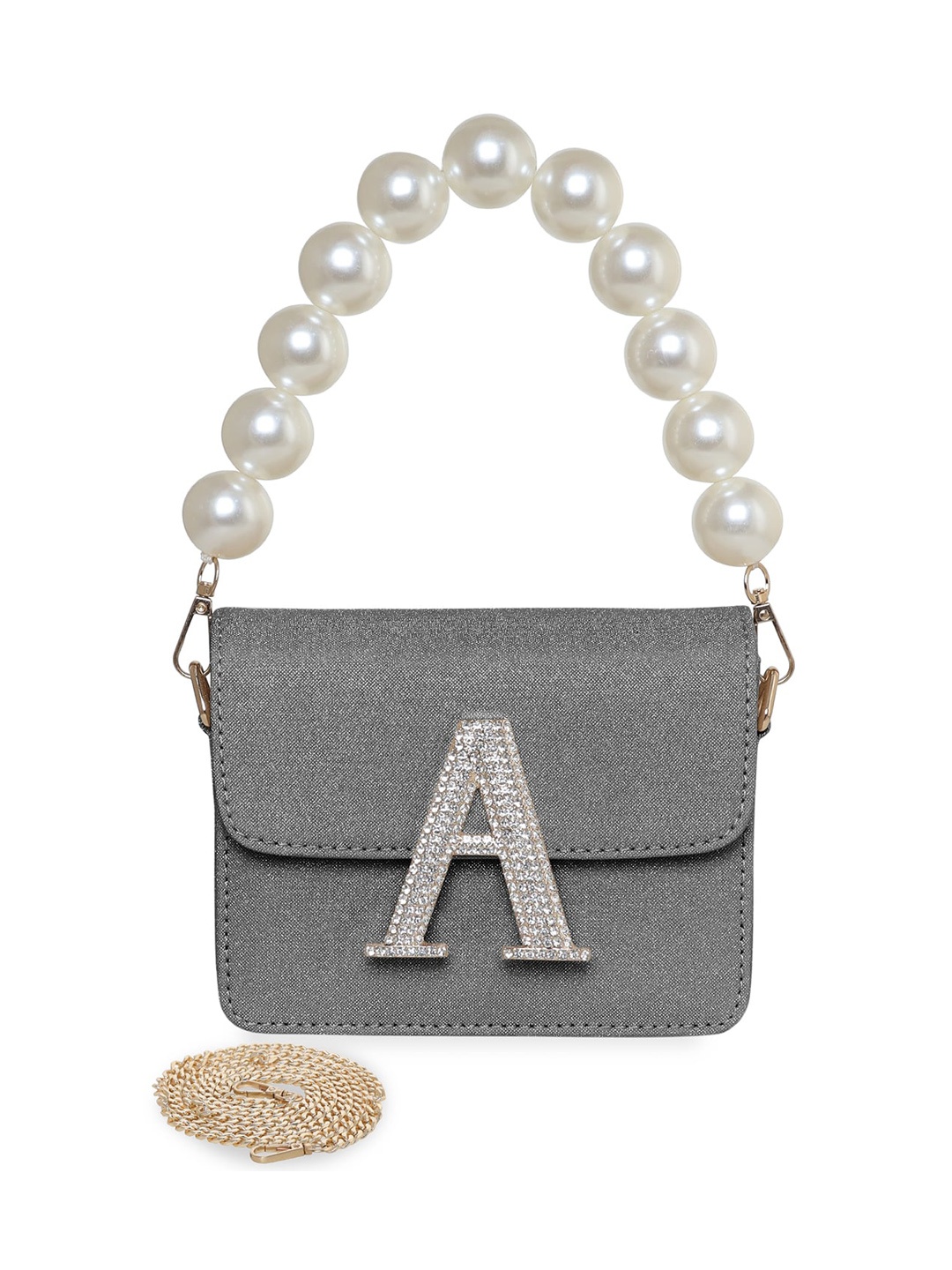 

ESBEDA Women PU Swagger Emellished Sling Bag, Metallic