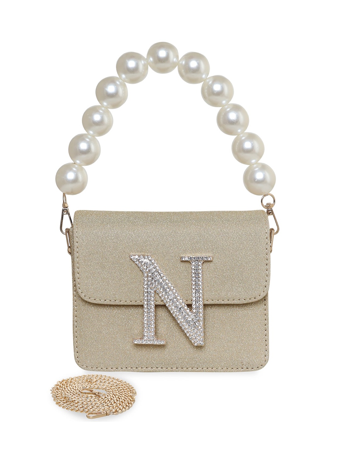 

ESBEDA Women Embellished PU Swagger Sling Bag, Gold