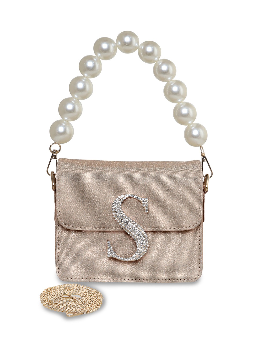 

ESBEDA Women Embellished PU Structured Sling Bag, Rose gold