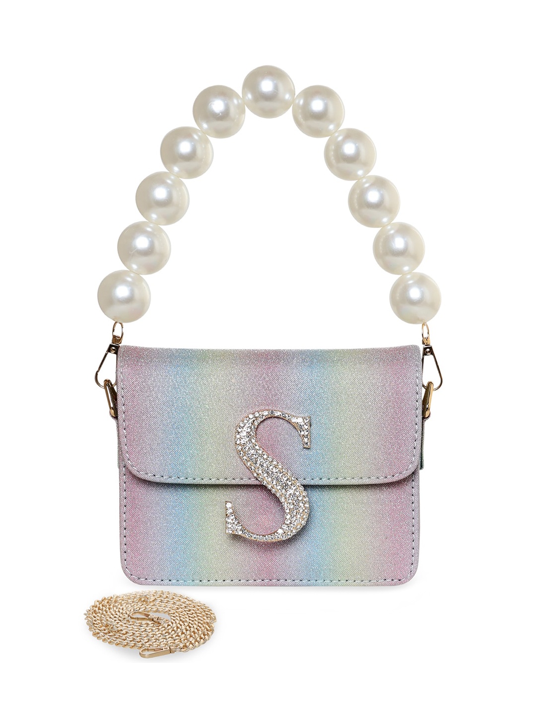 

ESBEDA Striped Structured Sling Bag With Embellished, Blue