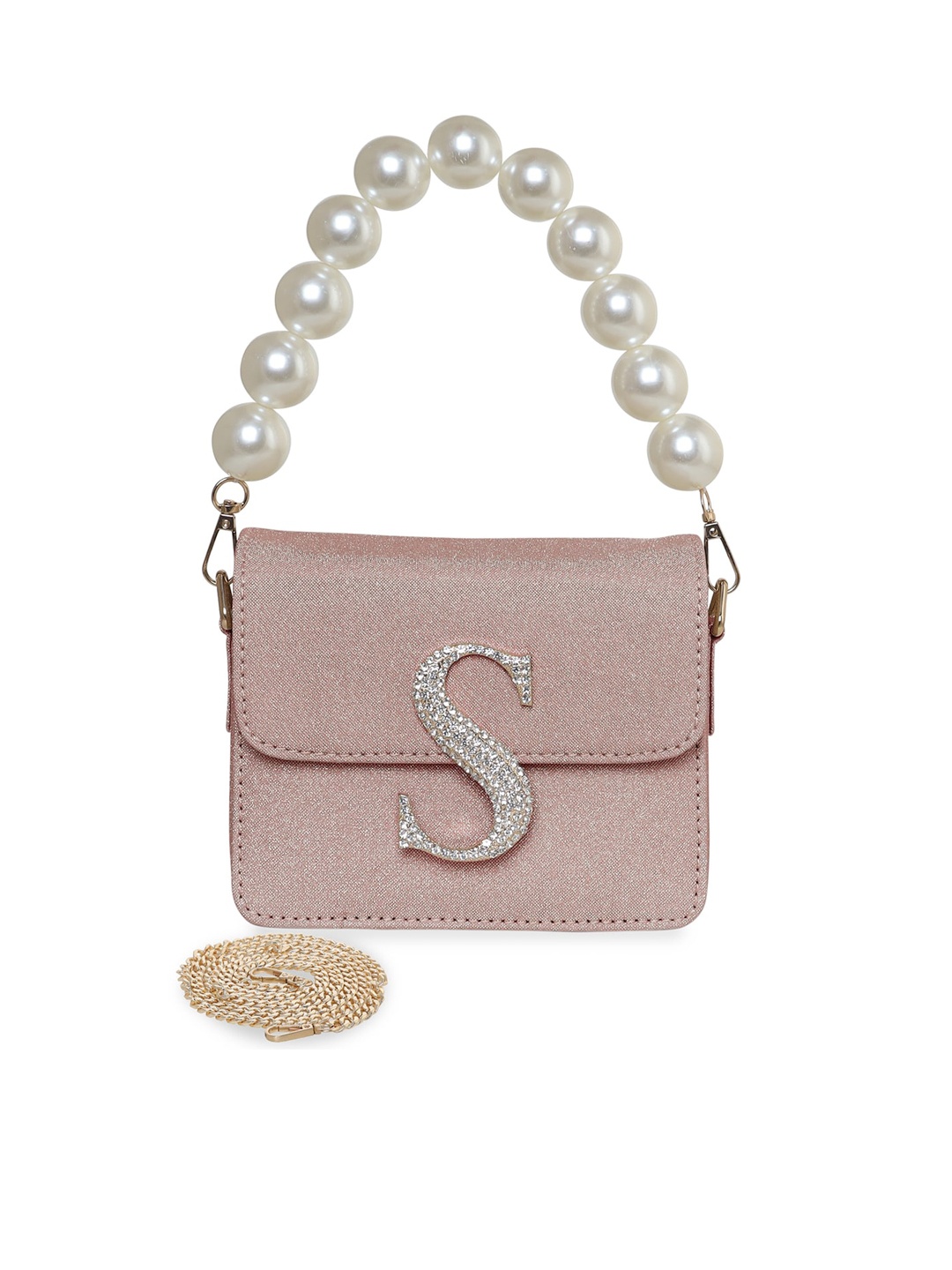 

ESBEDA Hotty Glitter Shine Embellished Structured Sling Bag, Pink