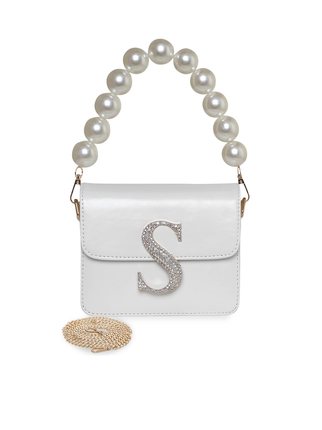 

ESBEDA Women PU Structured Embellished Sling Bag, White