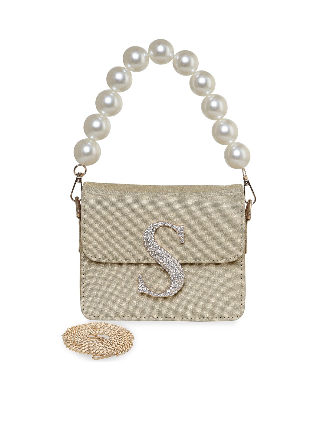 

ESBEDA Embellished PU Structured Handheld Bag, Gold