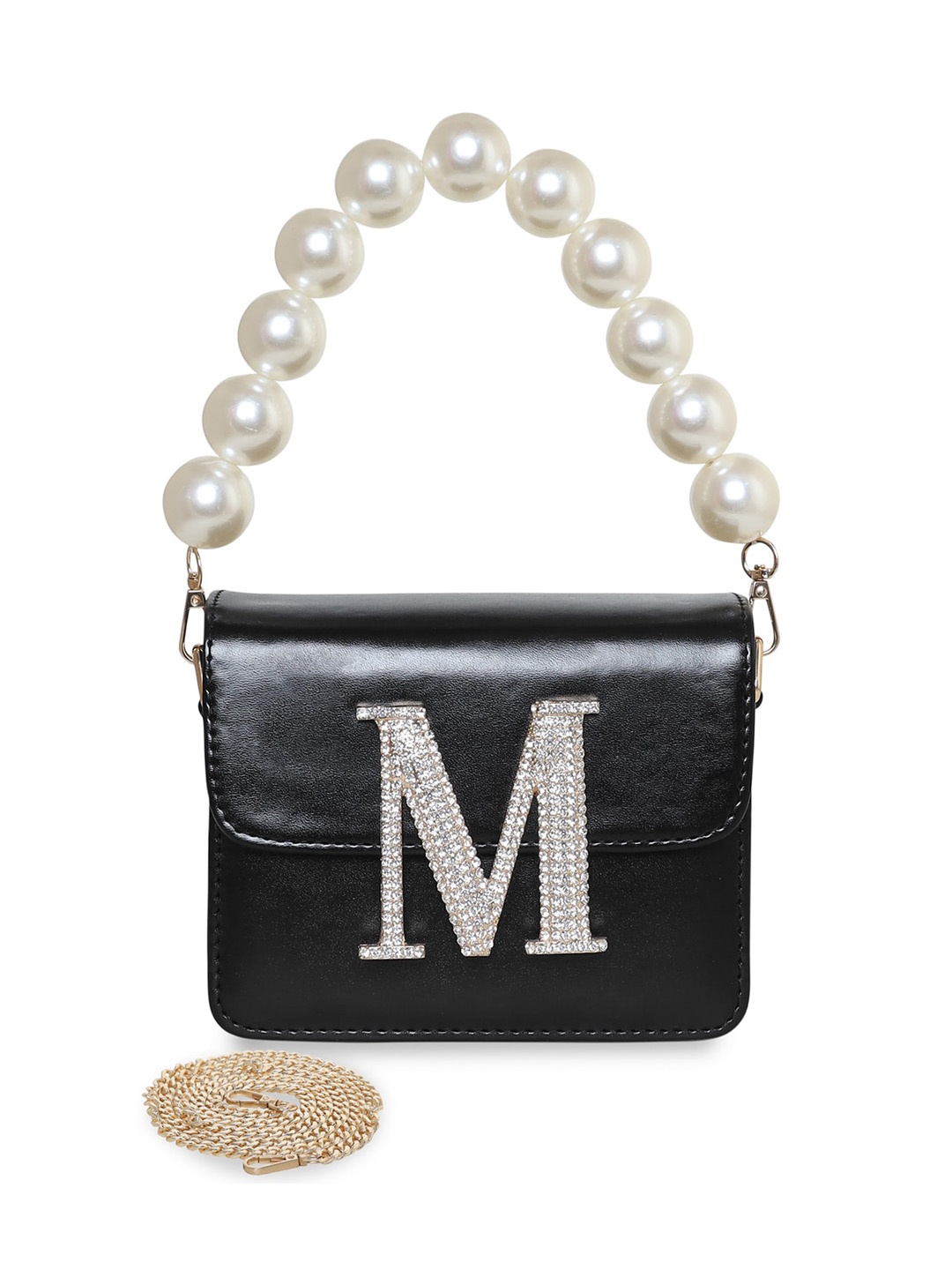 

ESBEDA Embellished PU Structured Sling Bag, Black