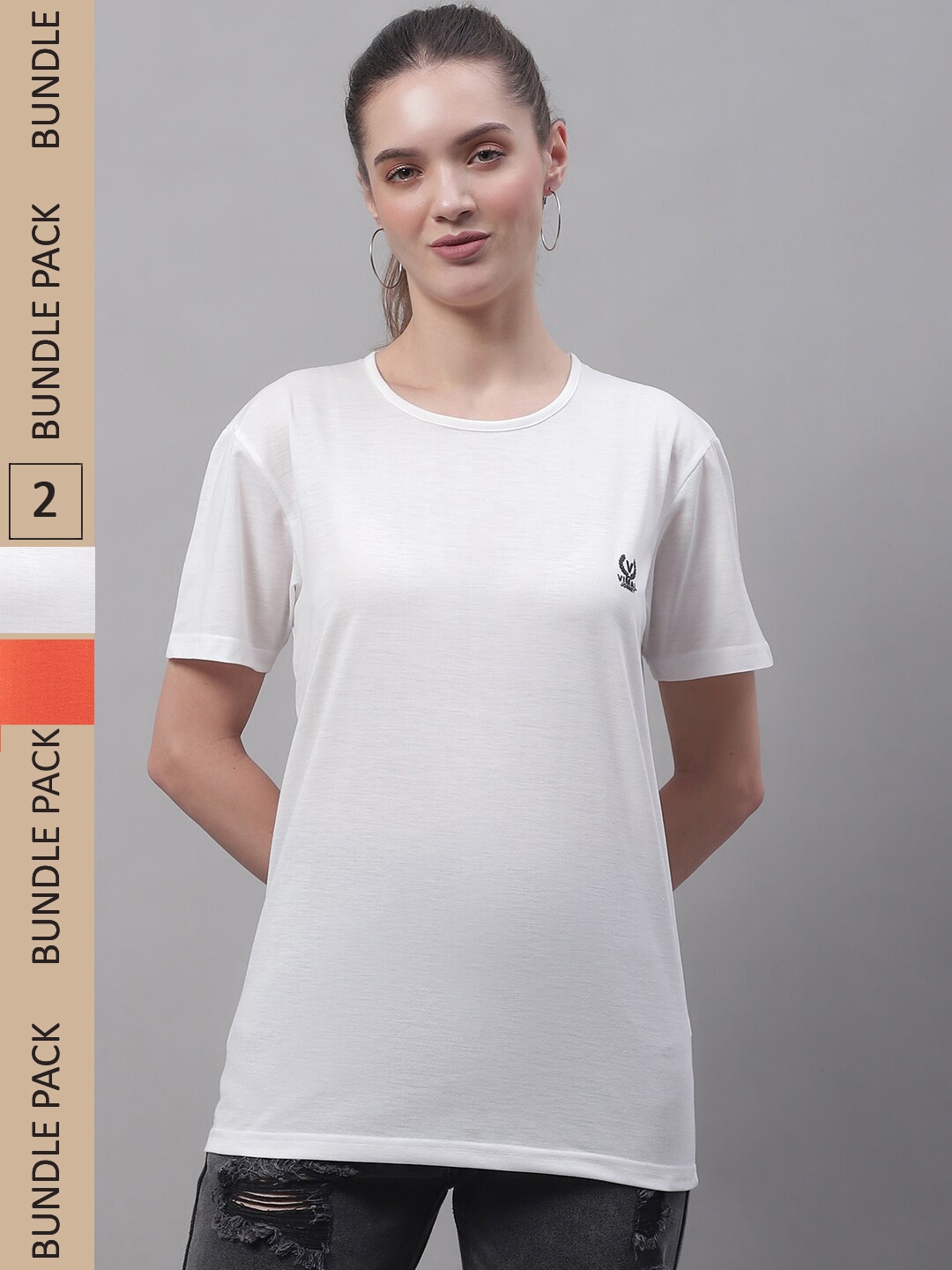 

MACK JONNEY Pack Of 2 Round Neck Longline Cotton T-shirt, White