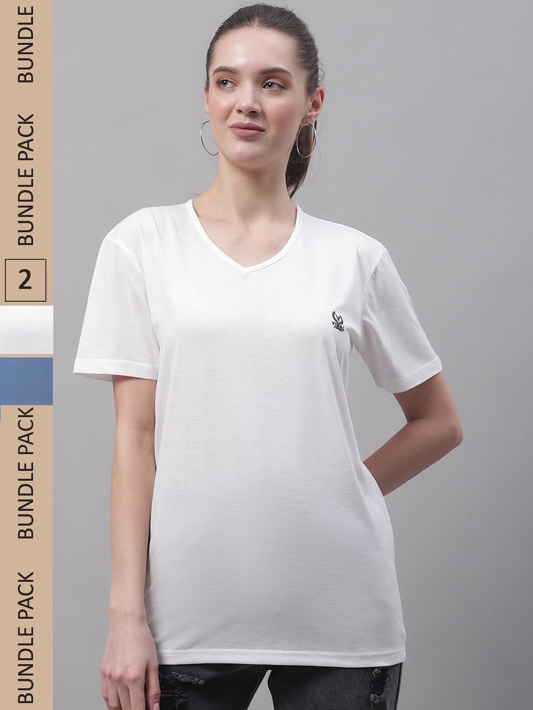 

MACK JONNEY Pack Of 2 V-Neck Cotton T-shirts, White