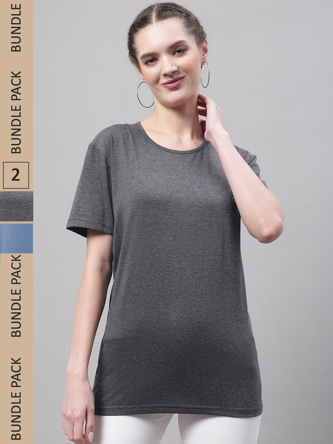 

MACK JONNEY Pack Of 2 Cotton T-shirt, Grey