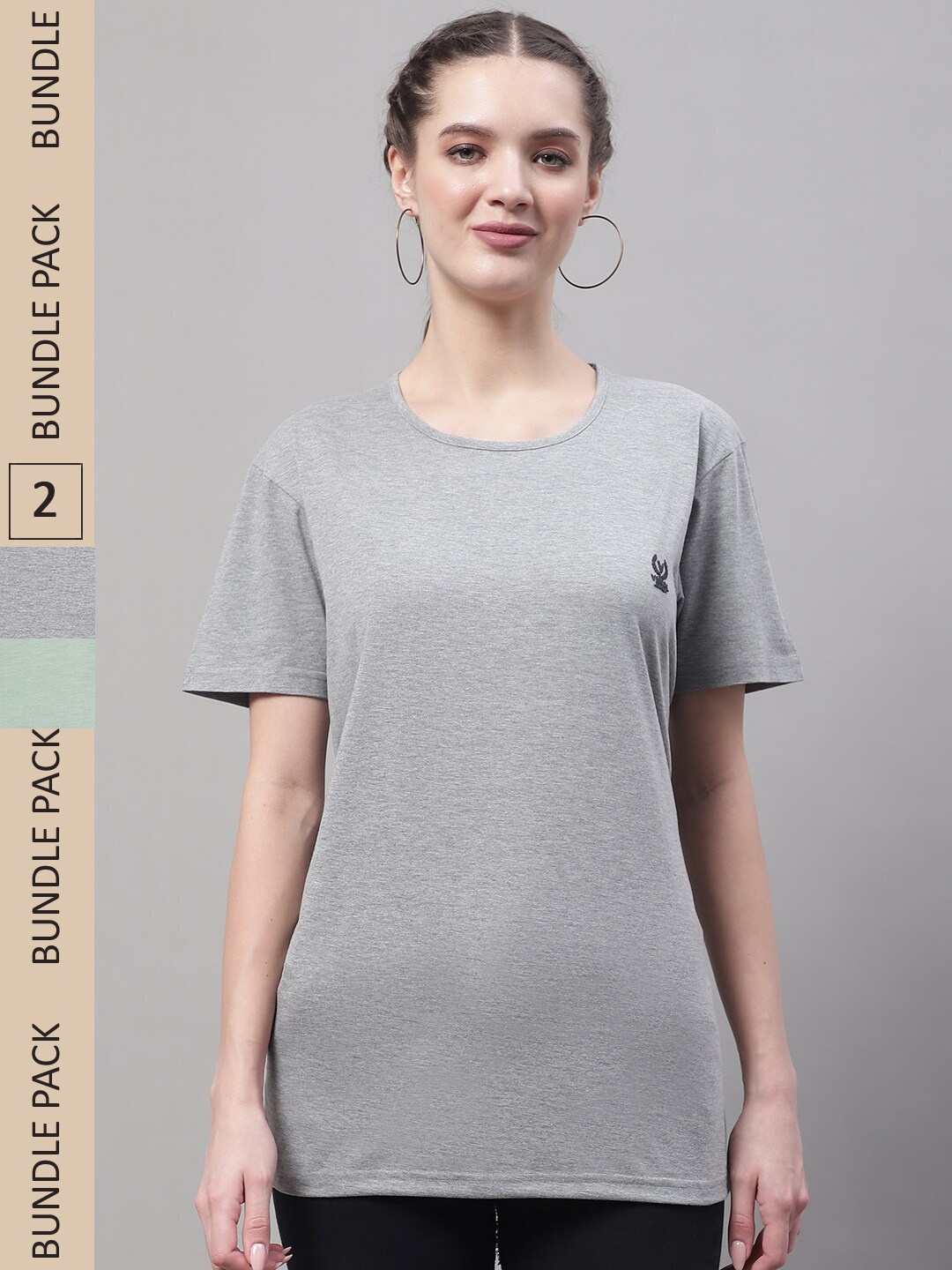 

VIMAL JONNEY Pack Of 2 Cotton T-shirt, Grey